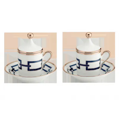 Catene Zaffiro Tete a Tete Coffee Set, 2 Coffee Cups With Covers And Saucer