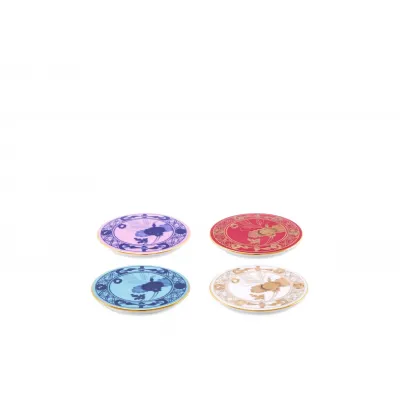 Oriente Italiano Mix - Iris - Azalea - Rubrum - Aurum Oggetti Set Of 4 Coasters Cm 10 In. 4