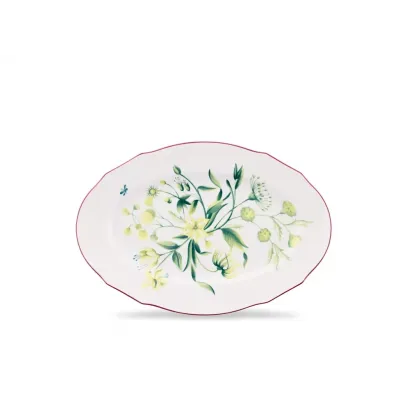 Florenza - Acanto Fondo Bianco Duchessa Oval Flat Platter Cm 37 In. 14,5