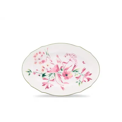 Florenza - Malva Fondo Bianco Duchessa Oval Flat Platter Cm 37 In. 14,5