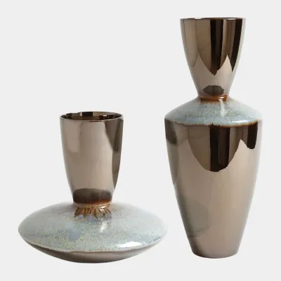 Marta's Bronze Reactive Blue Vase Low
