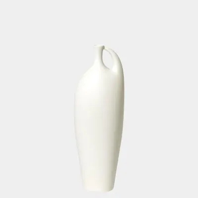 Indentation Matte White Vase 21"H x 4"W x 7"D