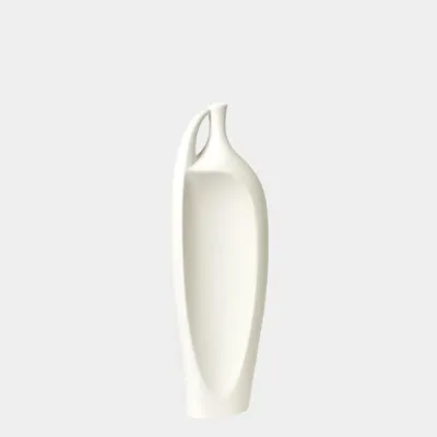 Indentation Matte White Vase 21"H x 4"W x 7"D