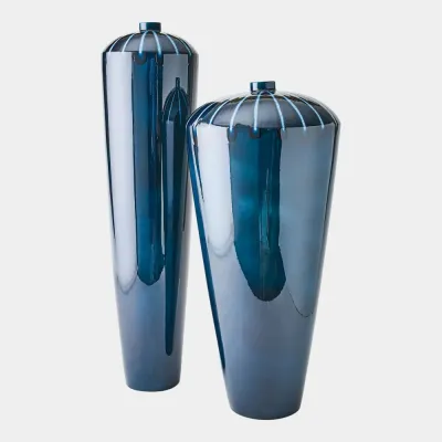 Goliath Reactive Blue Domed Vase 30"H x 14"W x 14"D