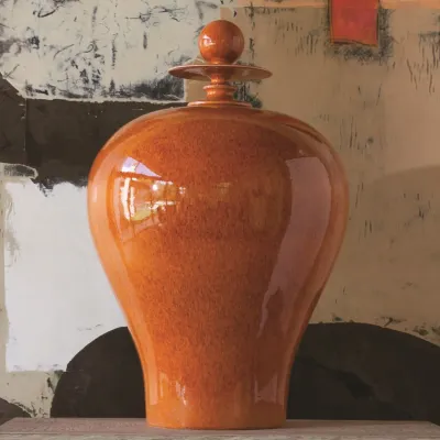 Happy Temple Jar Orange Squat