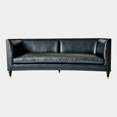 Arc Black Leather Sofa