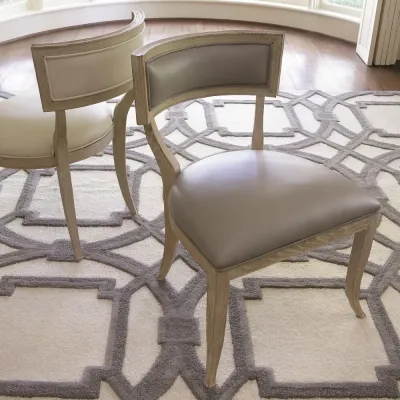 Klismos Grey Leather Chair