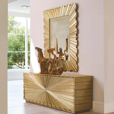Linenfold Mirror Brass Large