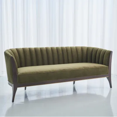 Channel Back Sofa Moss Velvet