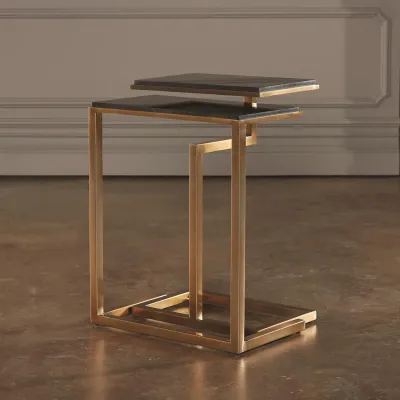 S/2 C Nesting Tables Brass (Set of 2 )