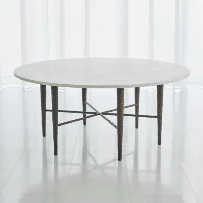 Hammered Cocktail Table Bronze w/White