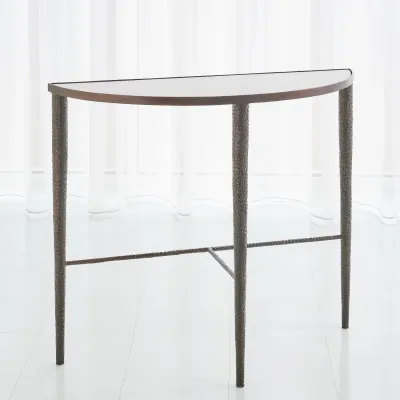 Hammered Console Bronze w/White Marble