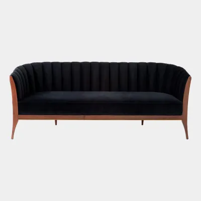Connor Black Velvet Channel Back Sofa