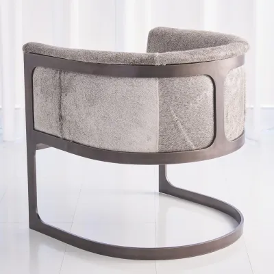 Regan Barrel Chair w/Grey Hair on Hide