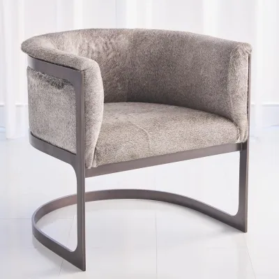 Regan Barrel Chair w/Grey Hair on Hide