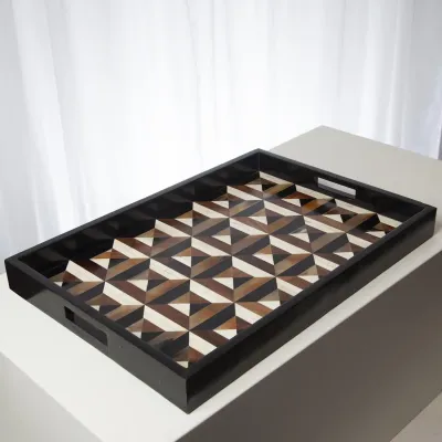 Triangle Marquetry Tray Large