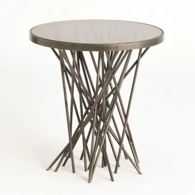 Stix Side Table w/Smoke Glass Light Gunm