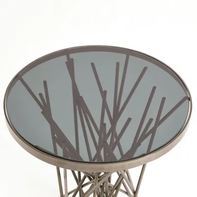 Stix Side Table w/Smoke Glass Light Gunm