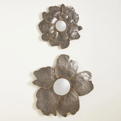 Flower Wall Mirror Light Gunmetal Small