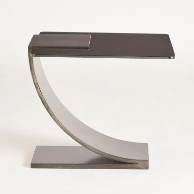 Side Table w/Smoke Glass Light Gunmetal