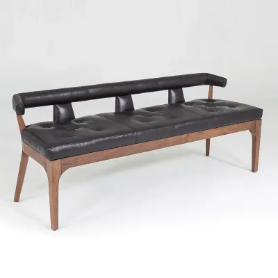 Moderno Bench Black Marble Leather