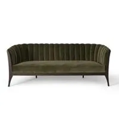 Channel Back Sofa Moss Velvet