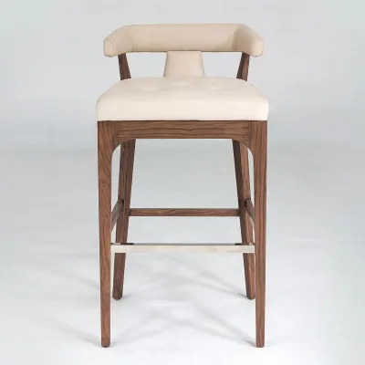 Moderno Bar Stool Ivory Marble Leather