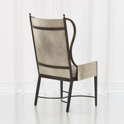 Iron Wing Chair w/Grey Hair on Hide