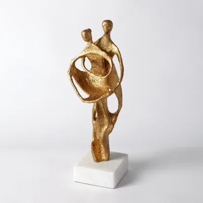 Husband and Wife Sculpture Gold Leaf