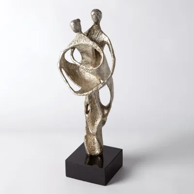 Husband and Wife Sculpture Silver Leaf