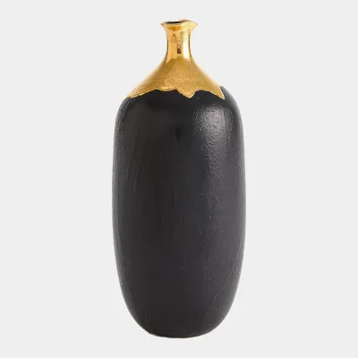 Tipton Golden Crackle/Black Cylinder Vase