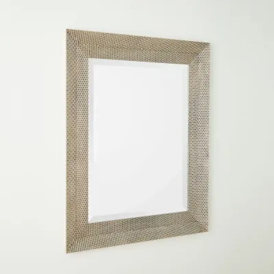 Delicate Silver Basketweave Rectangular Mirror