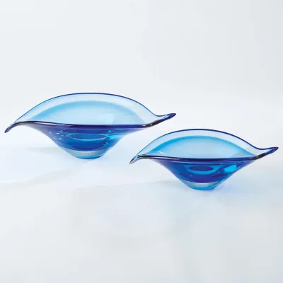 Bent Leaf Bowl Blue Large