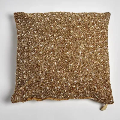 Golden Beaded Pillow