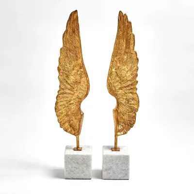 Wings Sculpture Gold Leaf Pair