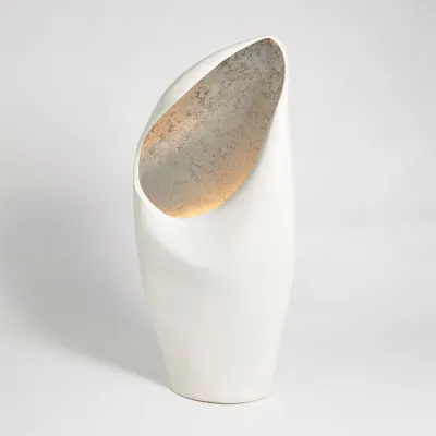 Cowl Lamp White w/Silver Leaf Large