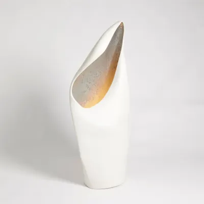 Cowl Lamp White w/Silver Leaf Large