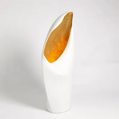 Cowl Lamp White w/Gold Leaf Large