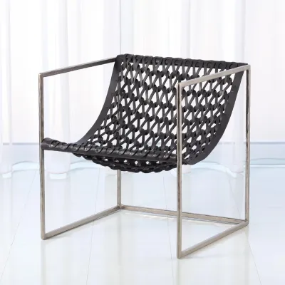 Knit & Pearl Chair Nickel Dark Grey Lea