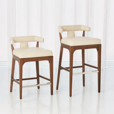 Moderno Bar Stool Ivory Marble Leather