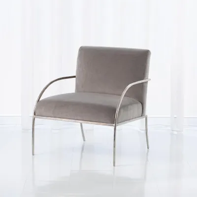Swoop Chair Grey Velvet Nickel
