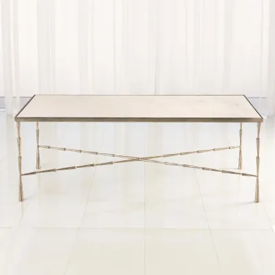 Spike Cocktail Table Antique Nickel/Whi