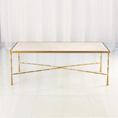 Spike Cocktail Table Antique Brass w/Wh