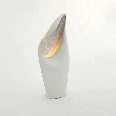 Cowl Lamp White w/Silver Leaf Small