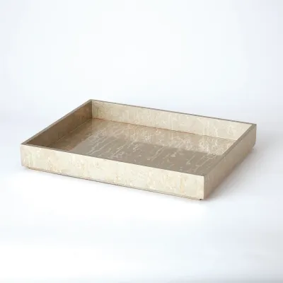 Champagne Silver Leaf Rectangle Tray Small