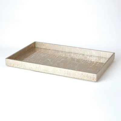 Champagne Silver Leaf Rectangle Tray Large