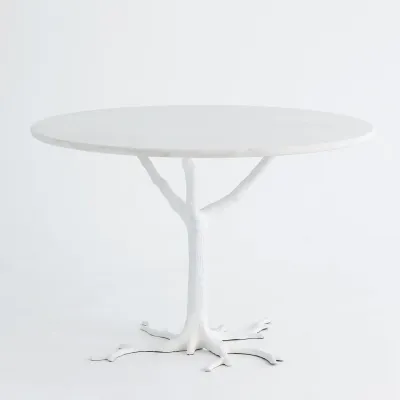 White Faux Bois Dining Table