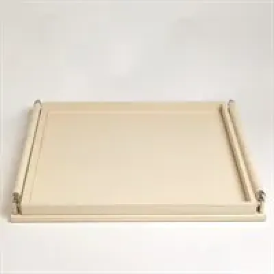 Wrapped Handle Tray Ivory Leather Large