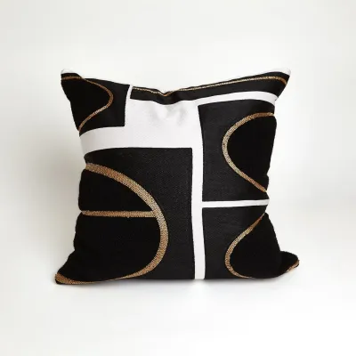 Brass Loop Pillow Beige/Black