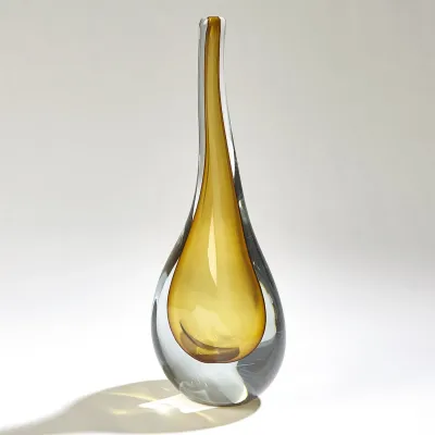 Stretched Neck Vase Amber Large